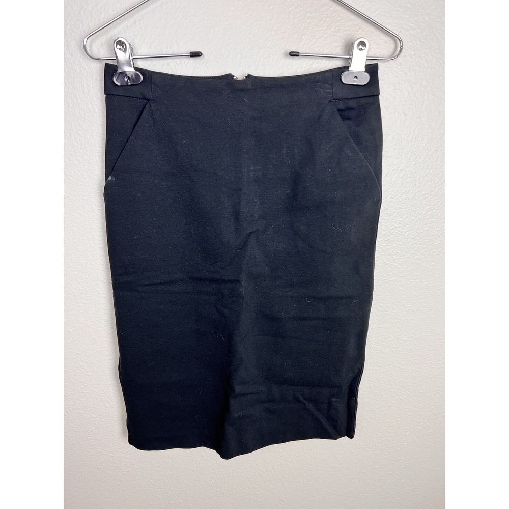A New Day Ponte Black Pencil Skirt Size 2 Zipper Pockets